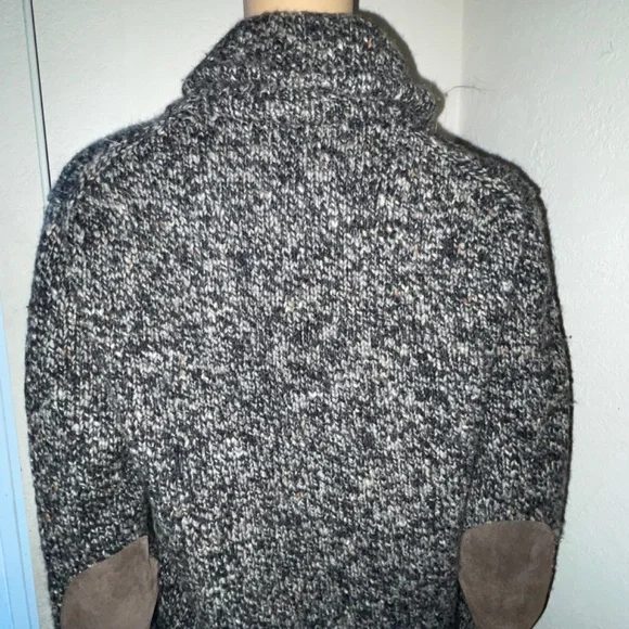 Mens Vintage J CREW MARLED WOOL CARDIGAN LEATHER BUTTONS ELBOW PATCHES SZ S - Picture 5 of 7